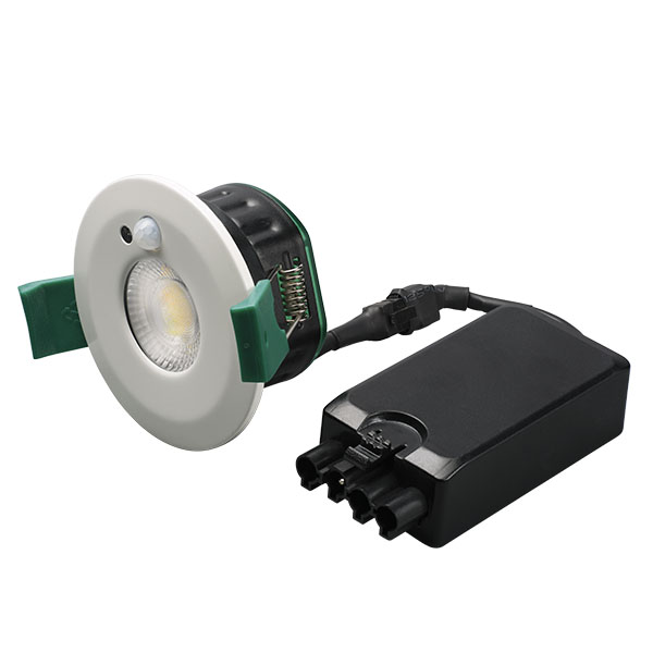Firestay 5/7W LED 4CCT Downlight with PIR Sensor - P&P, 60° Beam, White Bezel (4 Pole Lever Plug)